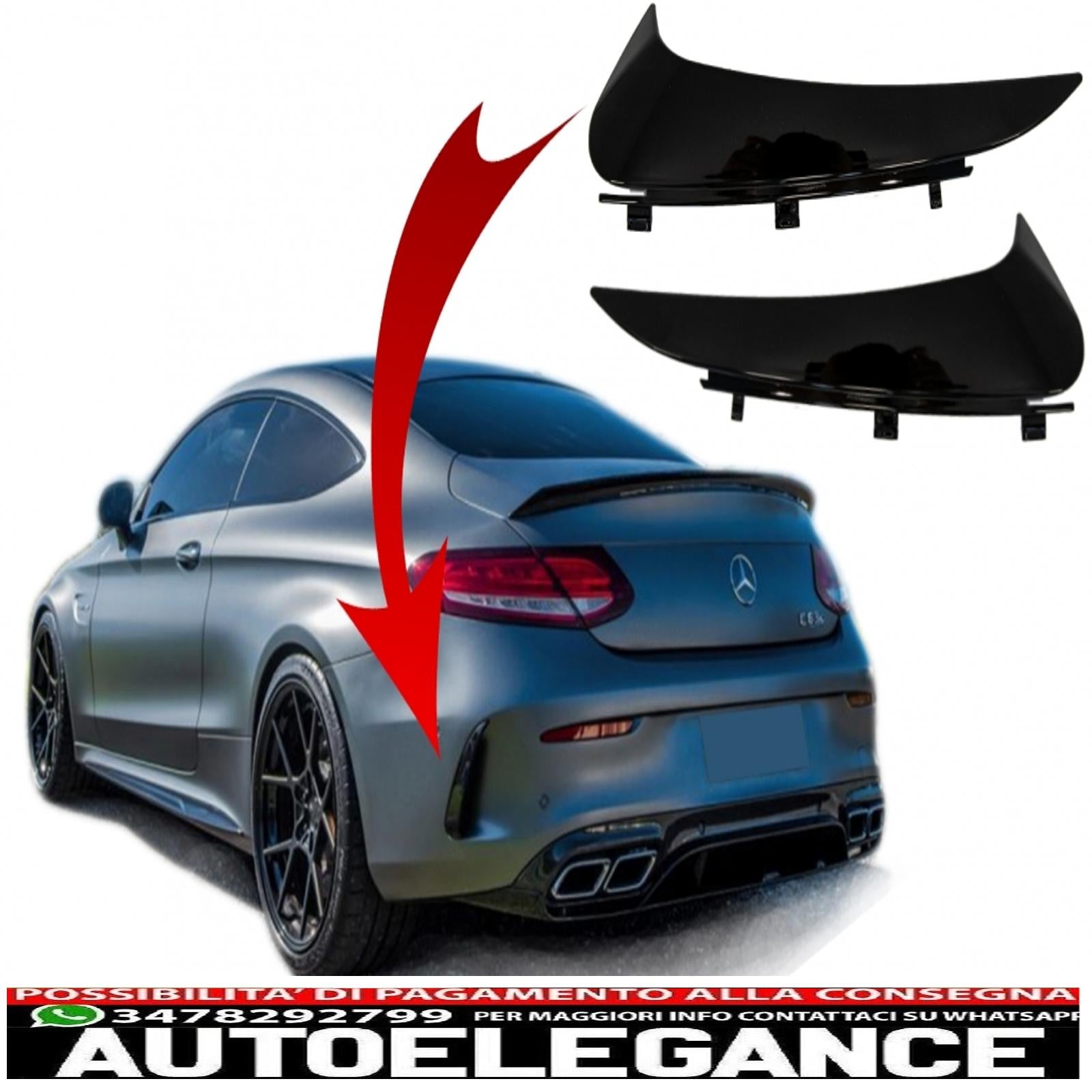 Alette paraurti posteriori alette laterali flic adatte per mercedes classe c c205 a205 (2014-2018) coupe cabriolet piano nero AUTOELEGANCERICAMBI