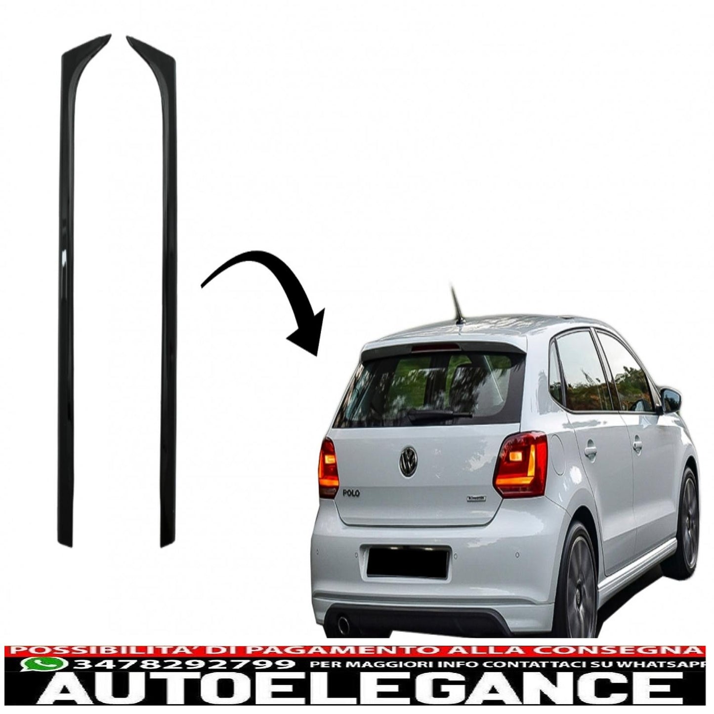 Rear Window Spoiler Suitable For VW Polo 6R MK5 (2009-2018) GTI Design Piano Black