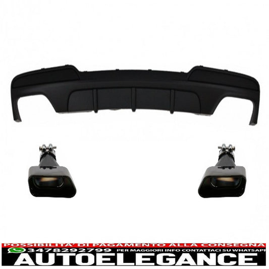 diffusore d'aria a doppia uscita adatto per bmw f10 serie 5 (2011-2017) design m-performance con terminali di scarico neri v8 lci design quadrato
