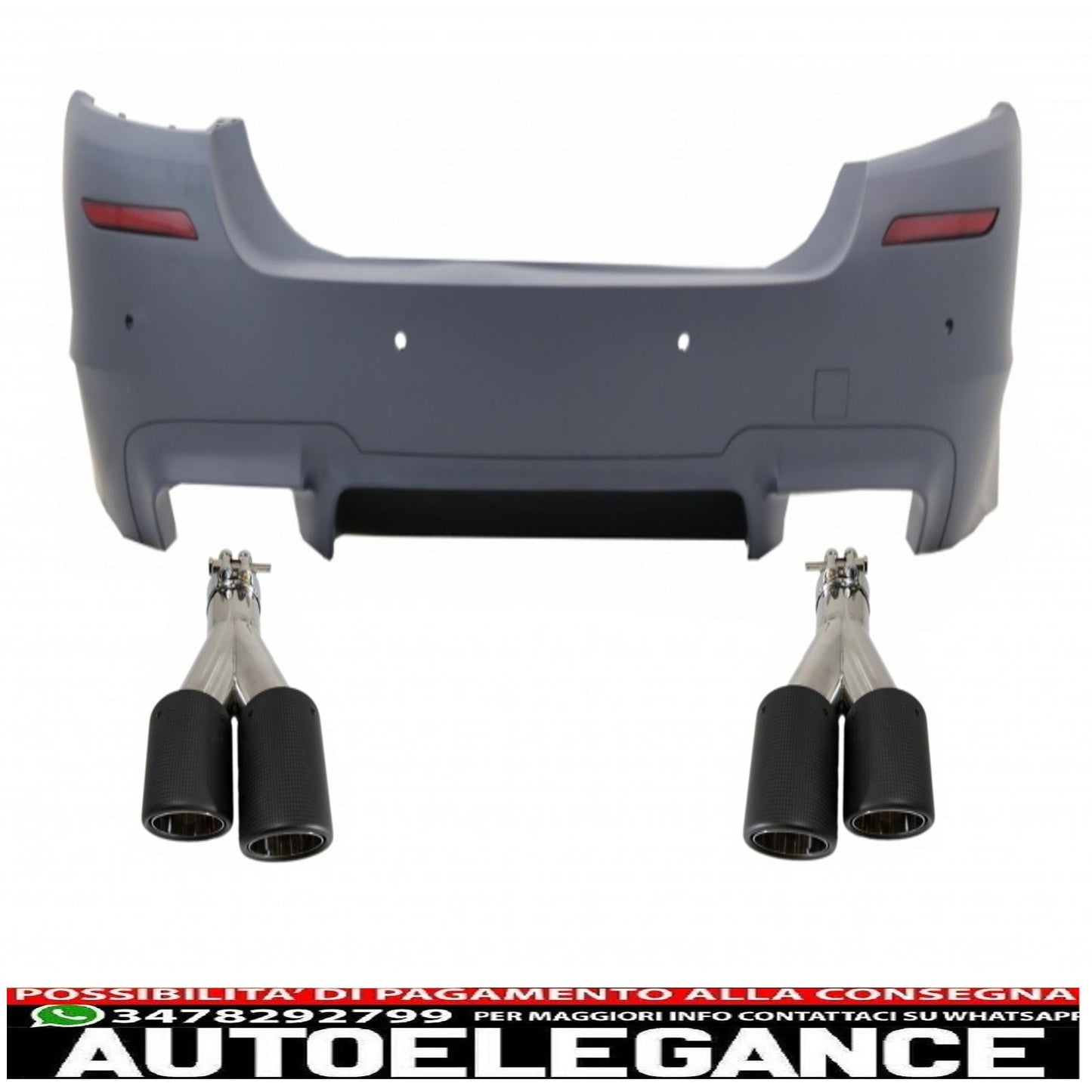 Rear Bumper Suitable for BMW 5 Series F10 (2011-2017) with M5 Design Carbon Fiber Dual Exhaust Tips