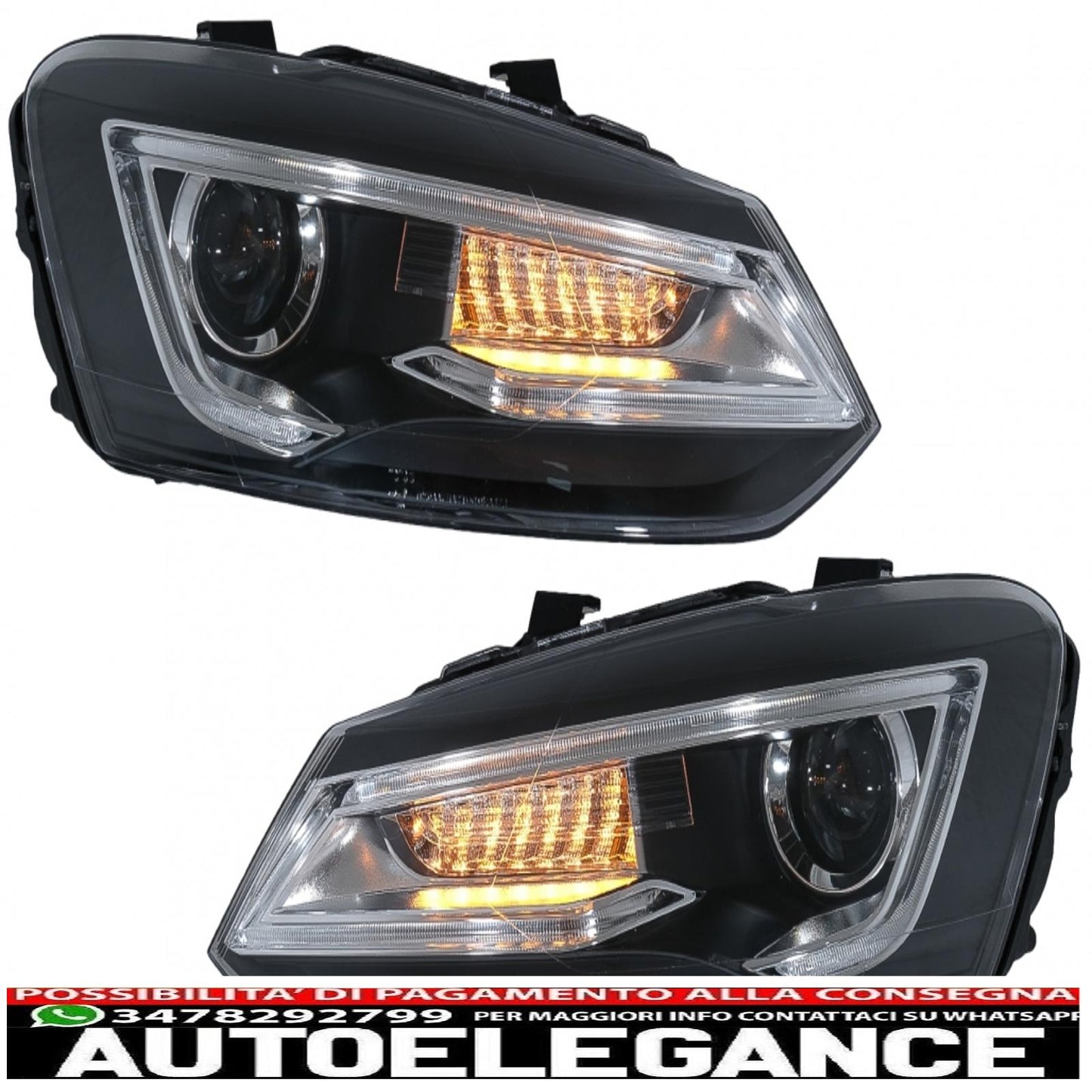 headlights suitable for vw polo mk5 6r 6c 61 (2011-2017) led light bar Devil Eye Look RHD