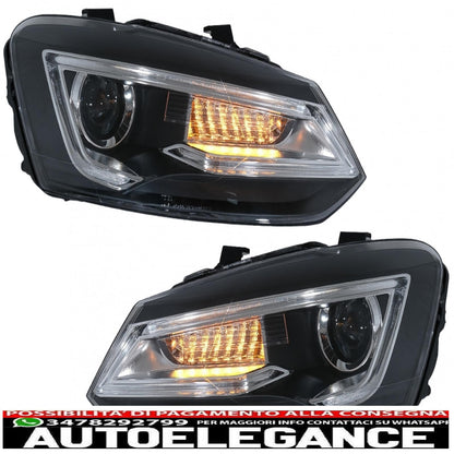 headlights suitable for vw polo mk5 6r 6c 61 (2011-2017) led light bar Devil Eye Look RHD