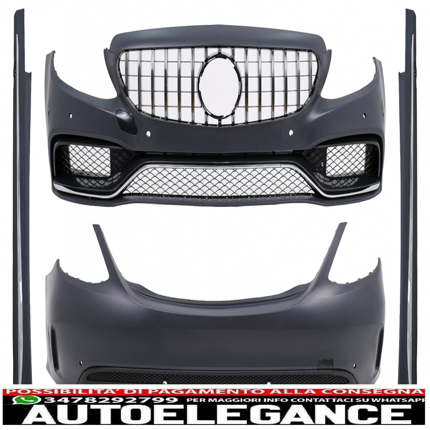 body kit suitable for mercedes c-class w205 sedan (2014-2018) gt-r design