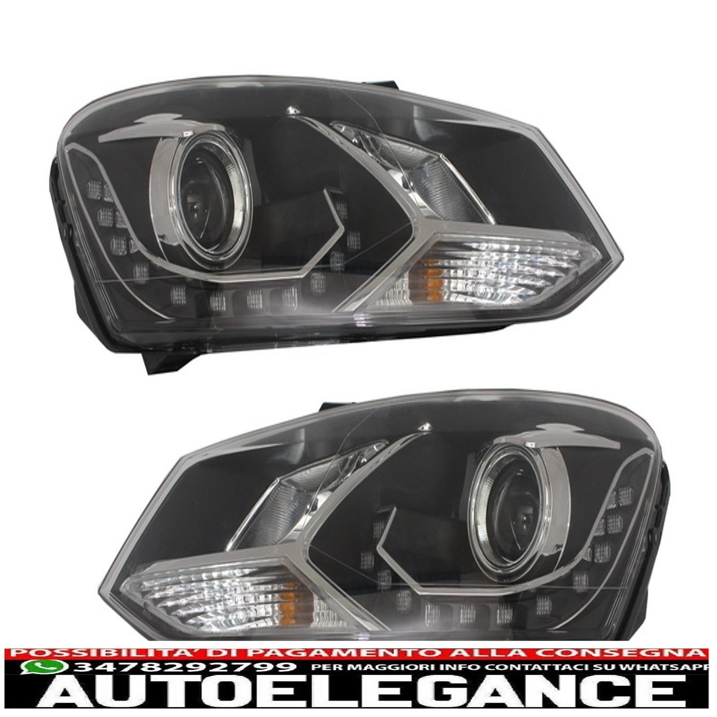dayline headlights suitable for vw polo 6r 09+ led drl daytime running lights black optics