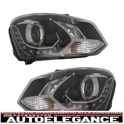 dayline headlights suitable for vw polo 6r 09+ led drl daytime running lights black optics