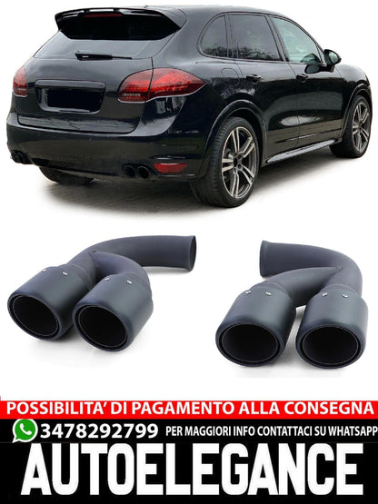 Aftermarket Black Stainless Steel Dual Exhaust Pipes Compatible with Porsche Cayenne 92A 3.0 Diesel 10-14 