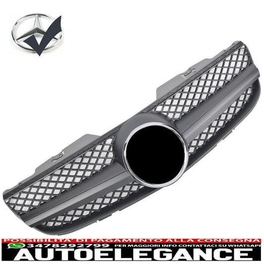 Griglia del radiatore sportiva per Mercedes R230 SL 2006-2008 nero opaco