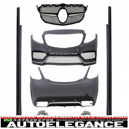 kit carrozzeria completo adatto per mercedes classe c w205 berlina (2014-2018) con griglia anteriore c63 a-design