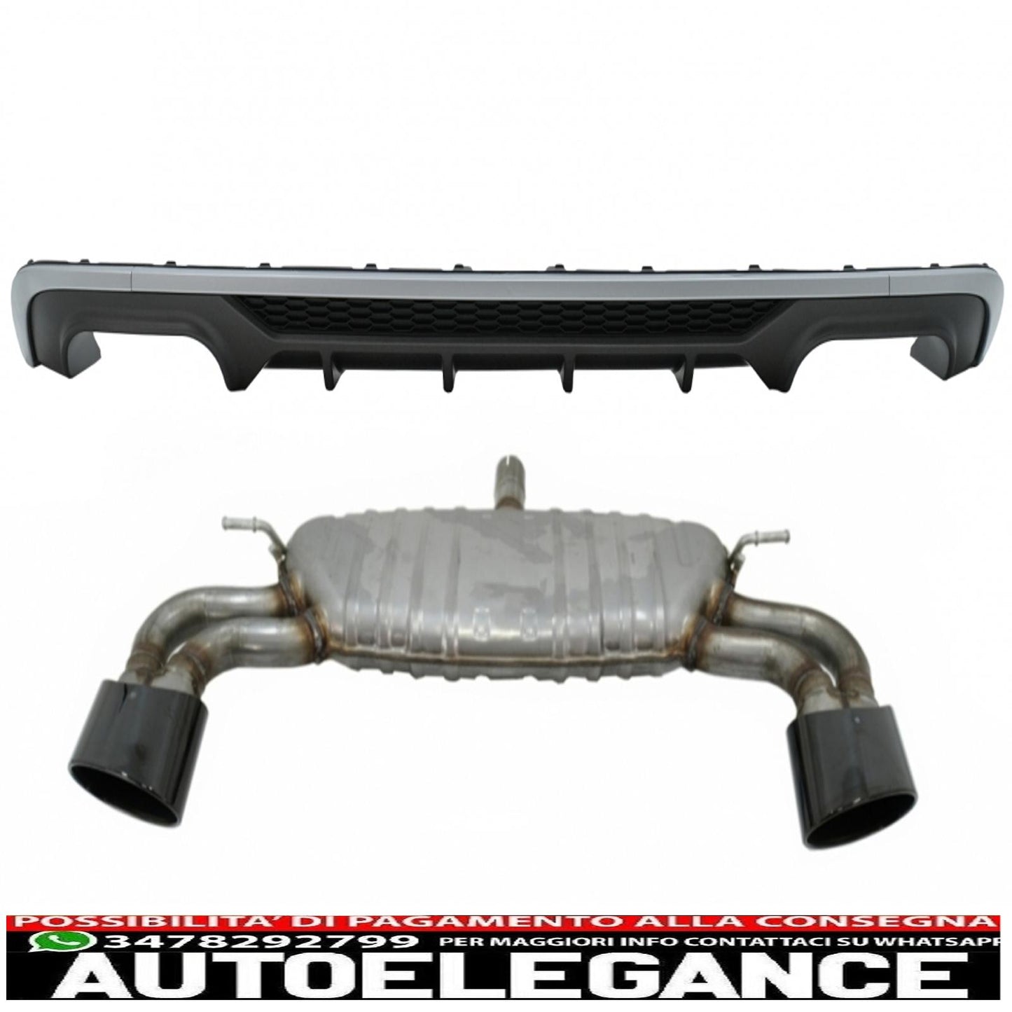 Diffusore a mantovana per paraurti posteriore con sistema di scarico nero adatto per audi a3 8v restyling hatchback sportback (2016-2019) paraurti standard (se) s3 design