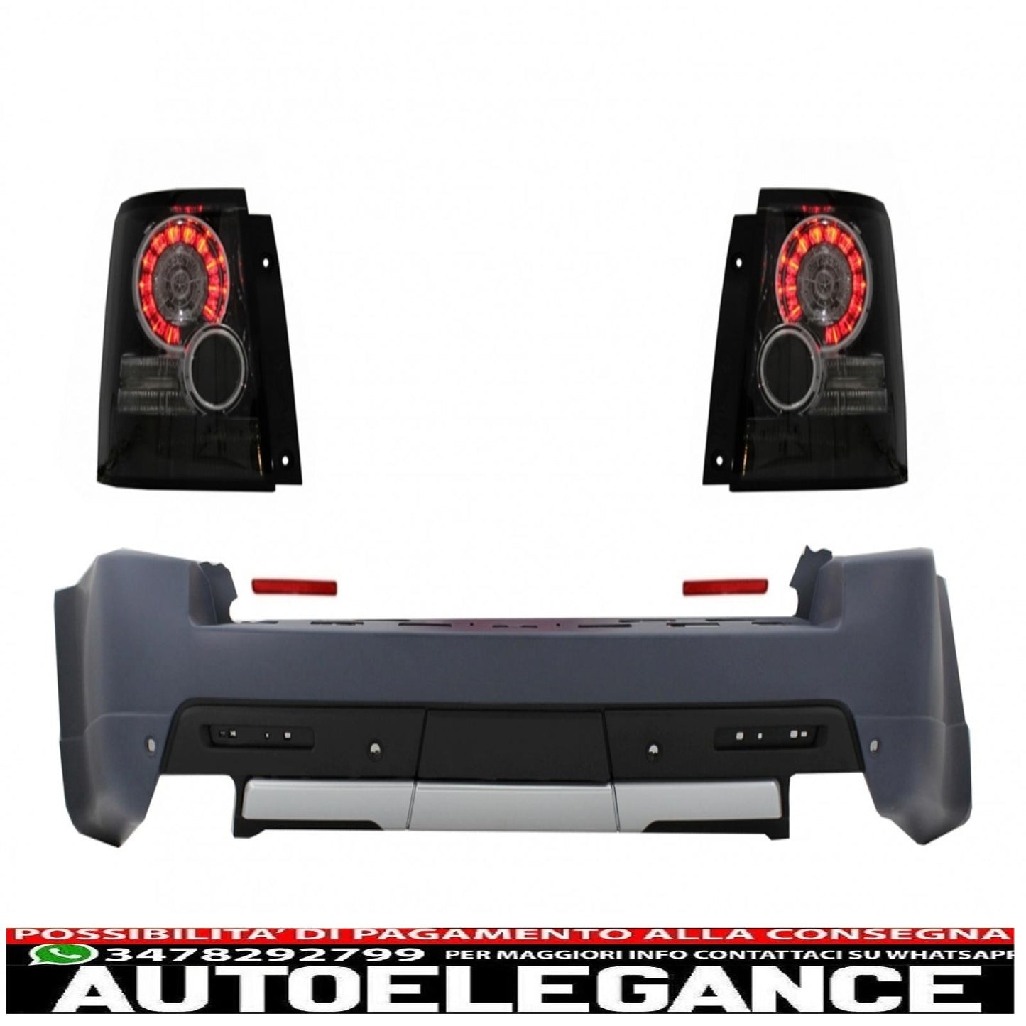 Rear Bumper with LED Tail Lights Black Suitable for Land Range Rover Sport L320 (2005-2013) Autobiography Design