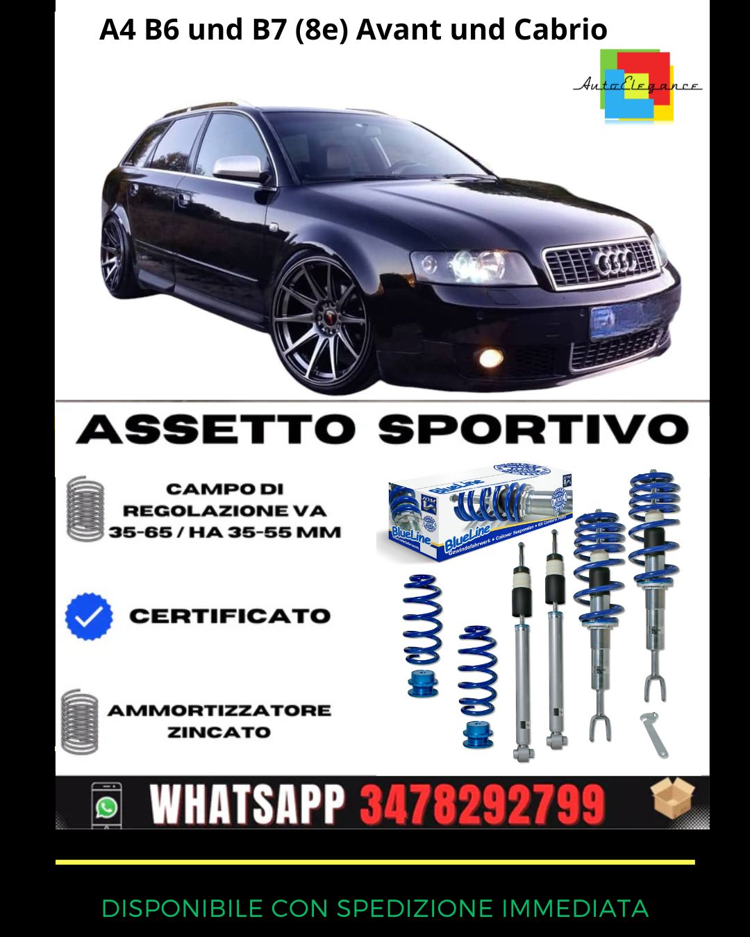 🔥Assetto sportivo per Audi Audi A4 B6 e B7 (8e) Avant e Cabrio🔥