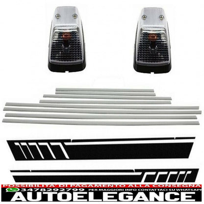 aggiungi strisce sulle modanature delle porte in alluminio spazzolato con decalcomanie laterali adesive in vinile nero e luci di svolta adatte per mercedes classe g w463 (1989-2015) AUTOELEGANCERICAMBI