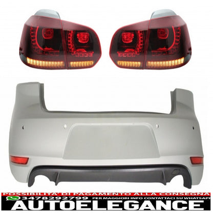 rear bumper suitable for vw golf 6 vi (2008-2012) with full led rear lights dynamic sequential cornering lights gti design