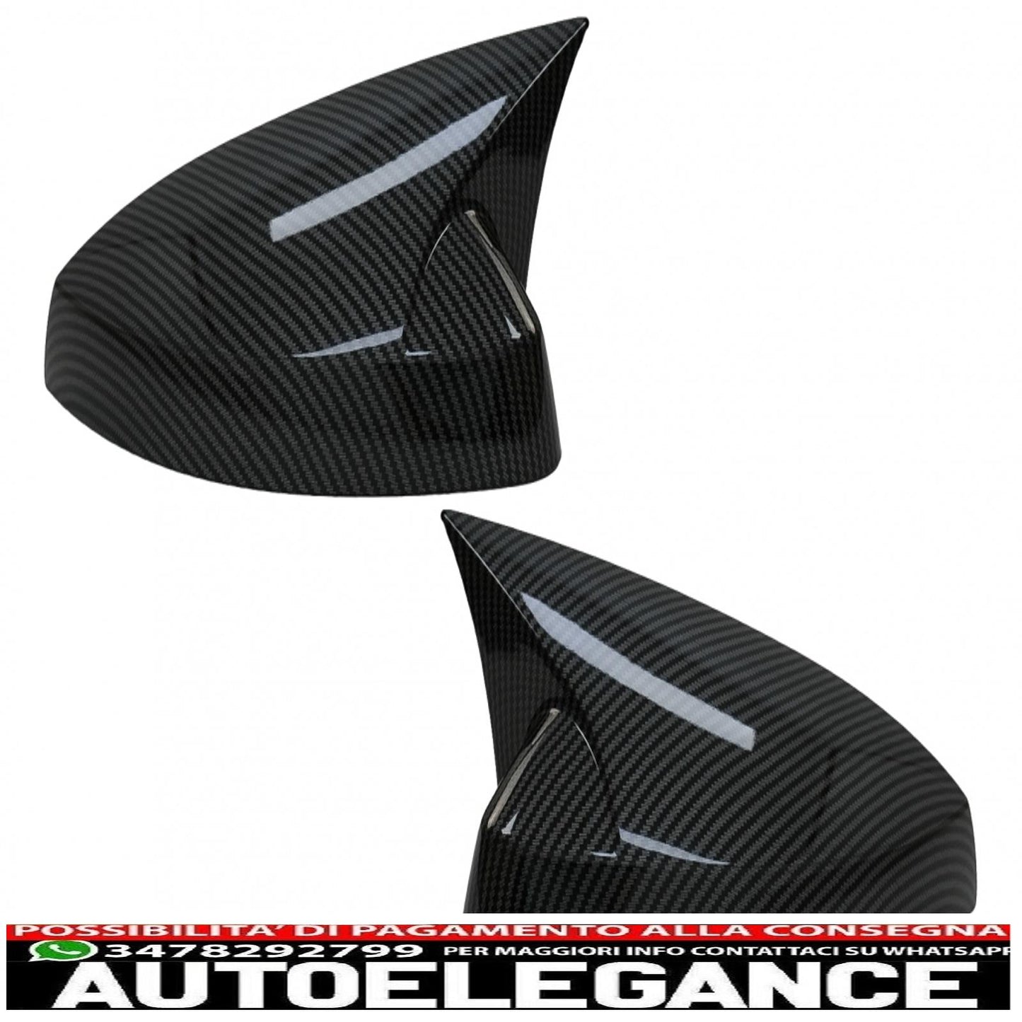 calotte specchietti adatte per audi a3 8v rs3 cabriolet limousine sportback (2012-2019) bat look carbonio AUTOELEGANCERICAMBI