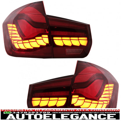 conversione dei fanali posteriori oled al design m4 adatti per bmw serie 3 f30 pre lci e lci (2011-2019) f35 f80 rosso trasparente con luce di svolta sequenziale dinamica AUTOELEGANCERICAMBI