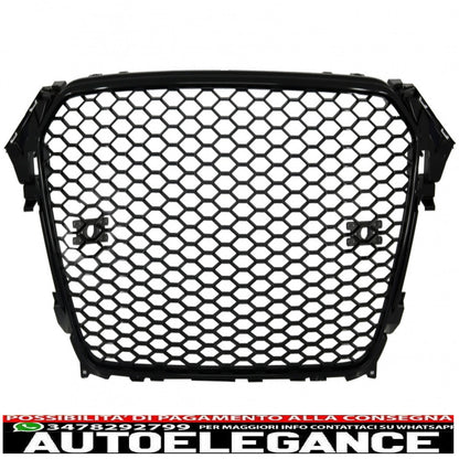front grille without badge suitable for audi a4 b8 facelift (2012-2015) rs design piano black with and without pdc 