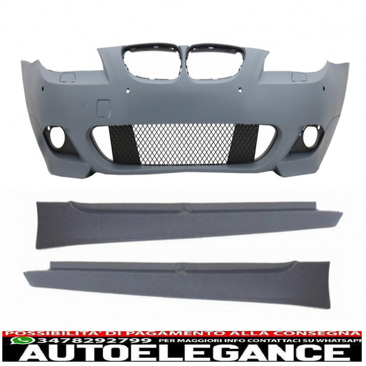 paraurti anteriore senza fendinebbia adatto per bmw serie 5 lci e60 e61 (2007-2010) con minigonne laterali design m-technik