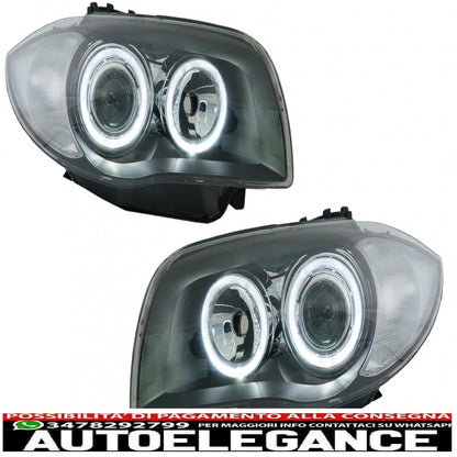 angel eye headlights suitable for bmw 1 series e81 e82 e87 e88 (2004-2011) 2 black halo rims 