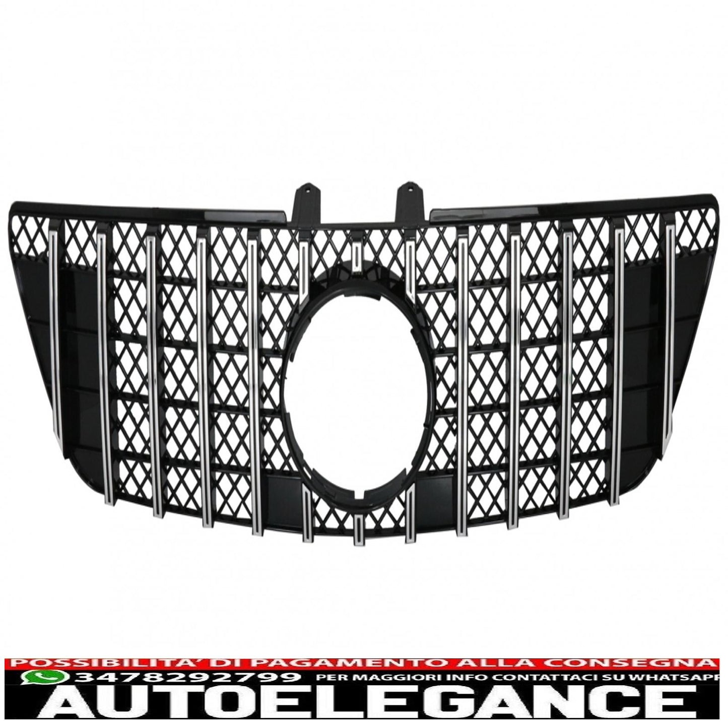 front center grille suitable for mercedes ml w164 facelift (07.2008-2011) gt-r design panamericana black chrome