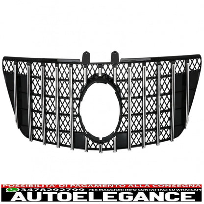 front center grille suitable for mercedes ml w164 facelift (07.2008-2011) gt-r design panamericana black chrome