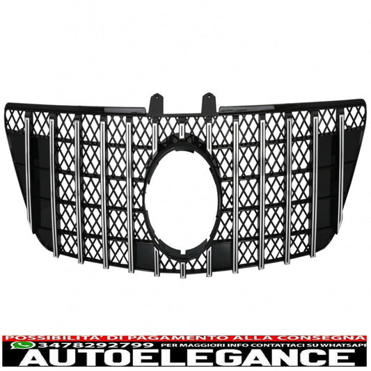 griglia anteriore centrale adatta per mercedes ml w164 facelift (07.2008-2011) gt-r design panamericana cromata nera