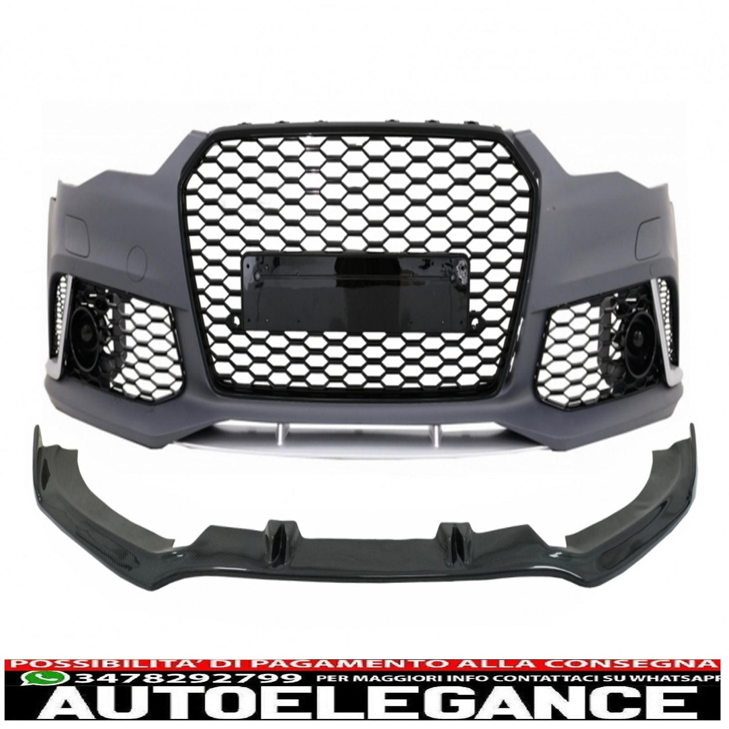 front bumper with additional spoiler suitable for audi a6 c7 4g facelift (2015-2018) rs6 design 