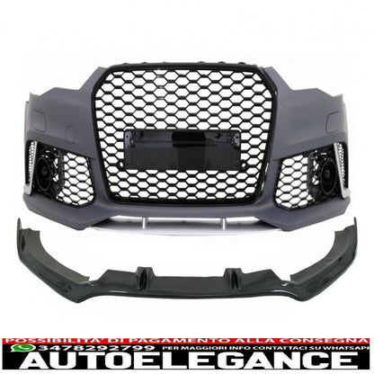 front bumper with additional spoiler suitable for audi a6 c7 4g facelift (2015-2018) rs6 design 
