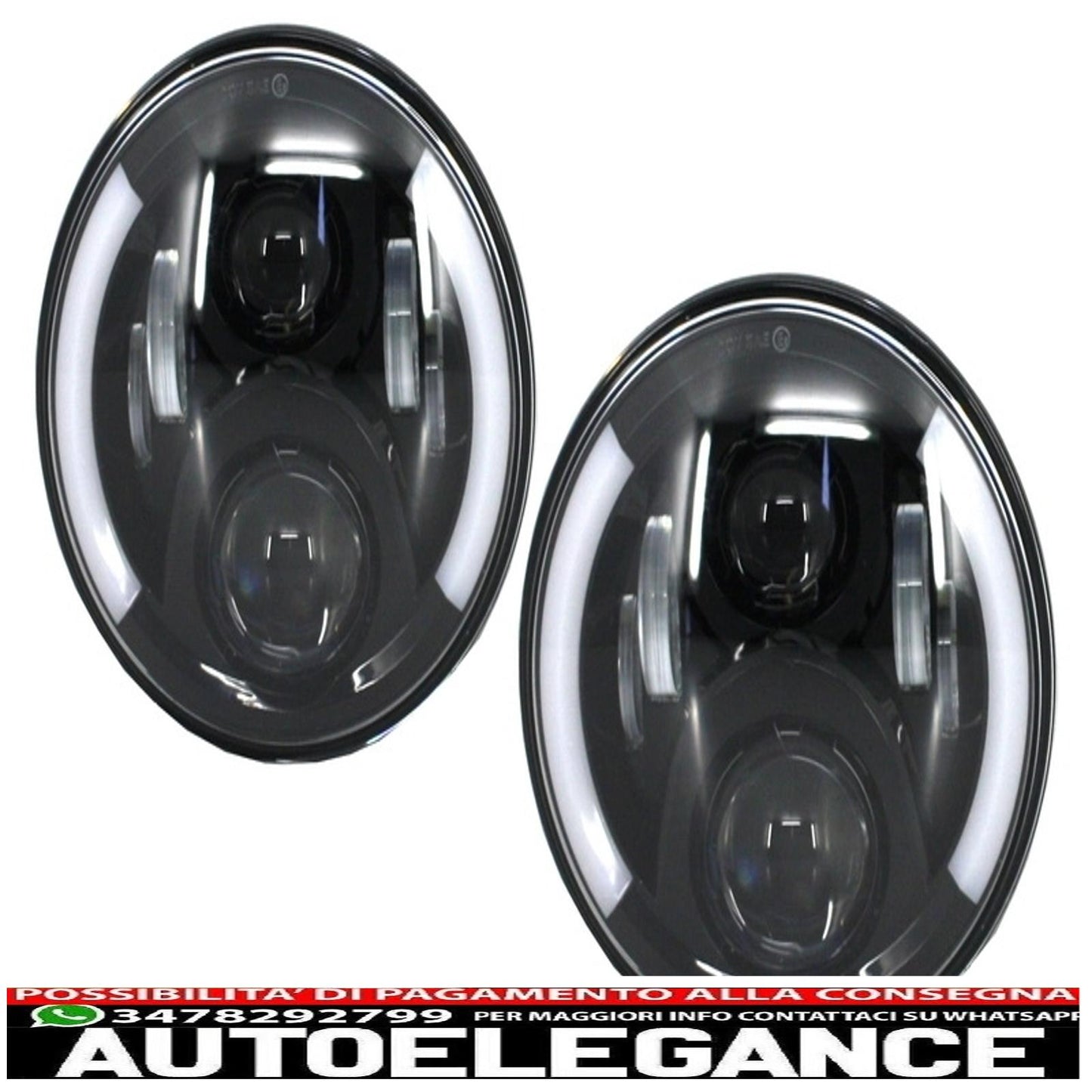 7 Inch Cree LED Headlights Fit for Jeep Wrangler JK (2007-2017) Mercedes G-Class W463 (1989-2017) Land Rover Defender Half Halo Black