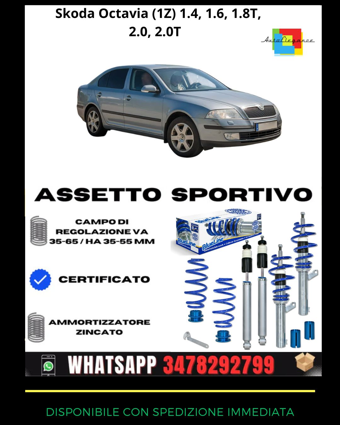 🔥Assetto sportivo adatto per Skoda Octavia (1Z) 1.4, 1.6, 1.8T, 2.0, 2.0T🔥