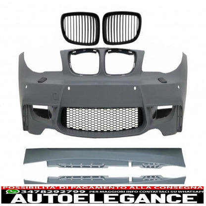 paraurti anteriore con minigonne laterali adatto per bmw serie 1 e87 (2004-2011) design da 1 m con presa d'aria