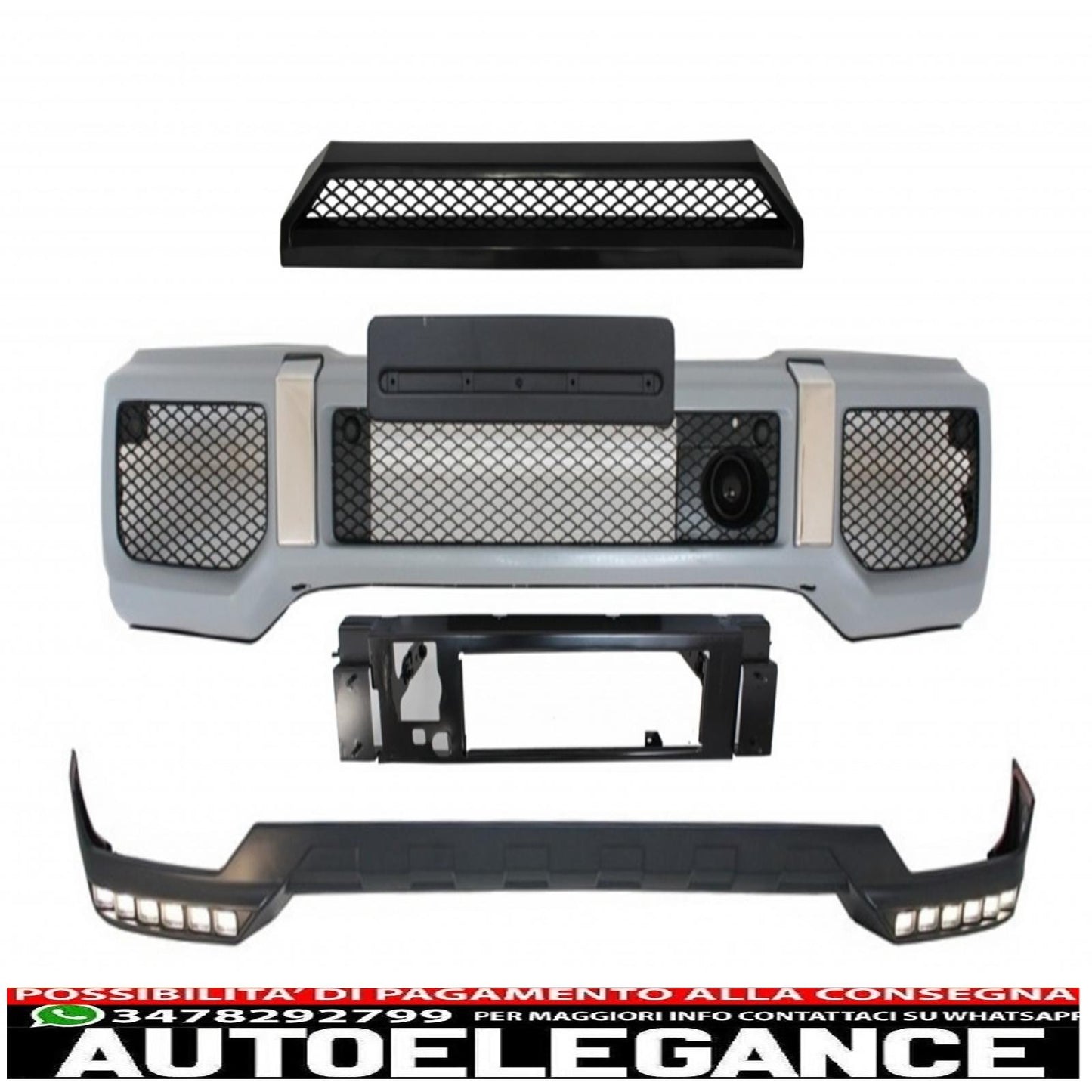 front bumper with spoiler led drl and upper spoiler suitable for mercedes g class w463 (1989-2017) design g65 