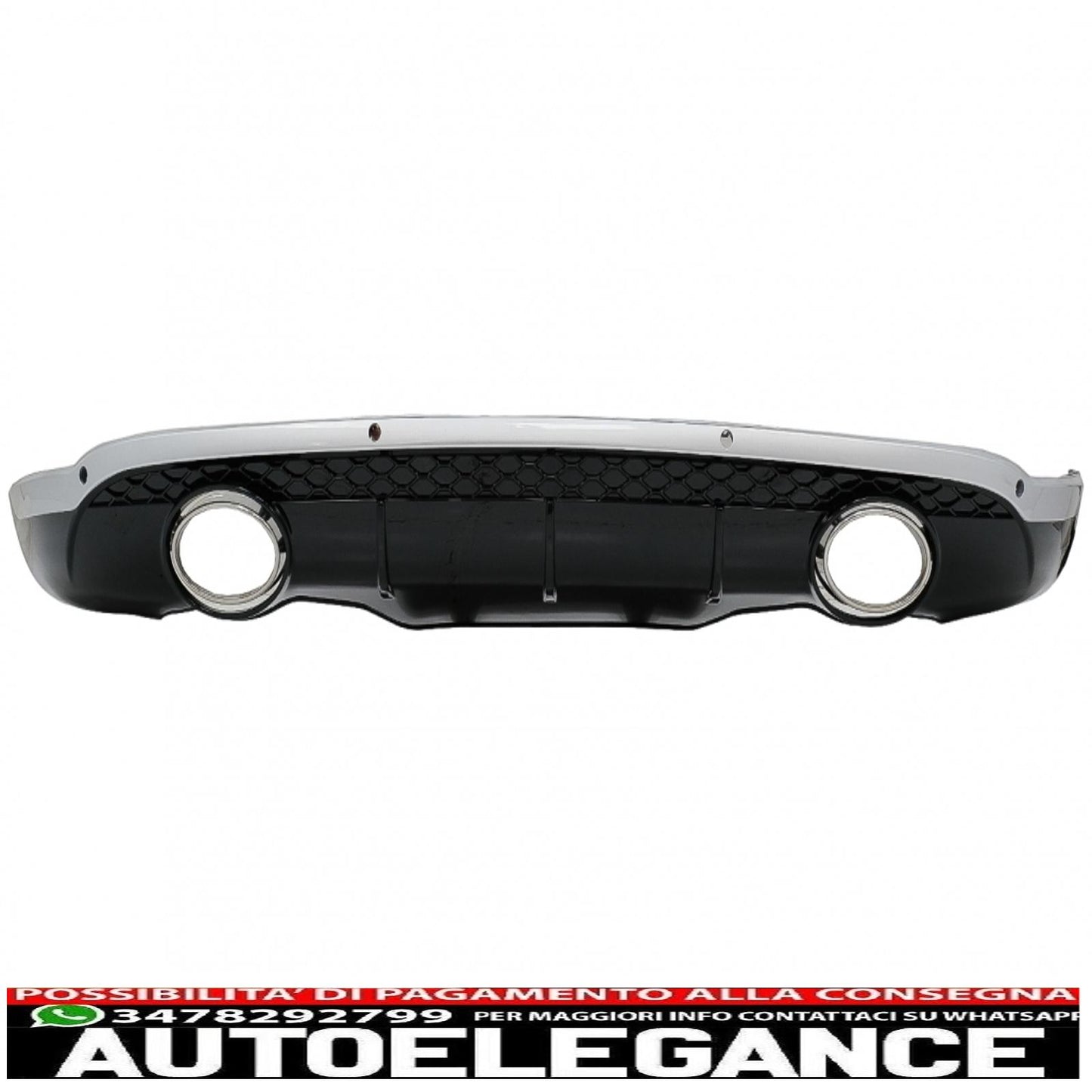 diffusore paraurti posteriore adatto per audi q5 8r (11.2008-2016) pianoforte nero cromato inserto design s-line