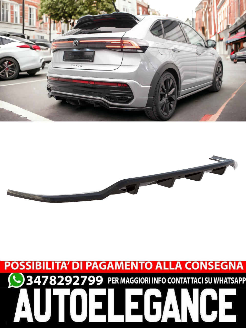 SPLITTER POSTERIORE CENTRALE (CON BARRE VERTICALI) VOLKSWAGEN TAIGO R-LINE MK1