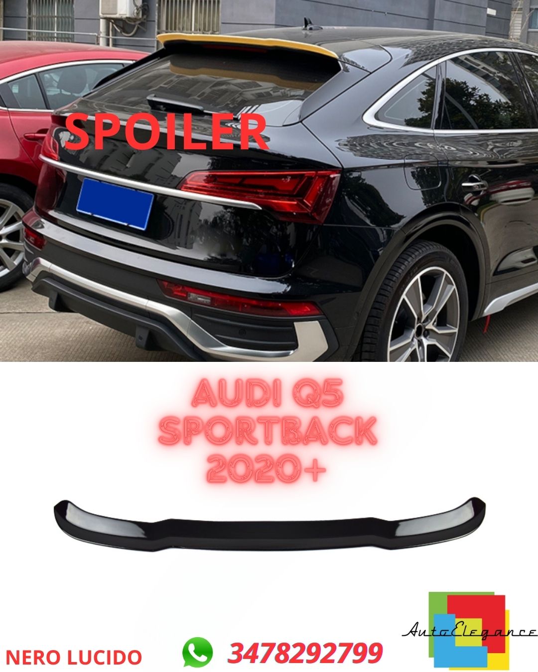 ✨SPOILER NERO LUCIDO ADATTO PER AUDI Q5 Sportback 2020+✨
