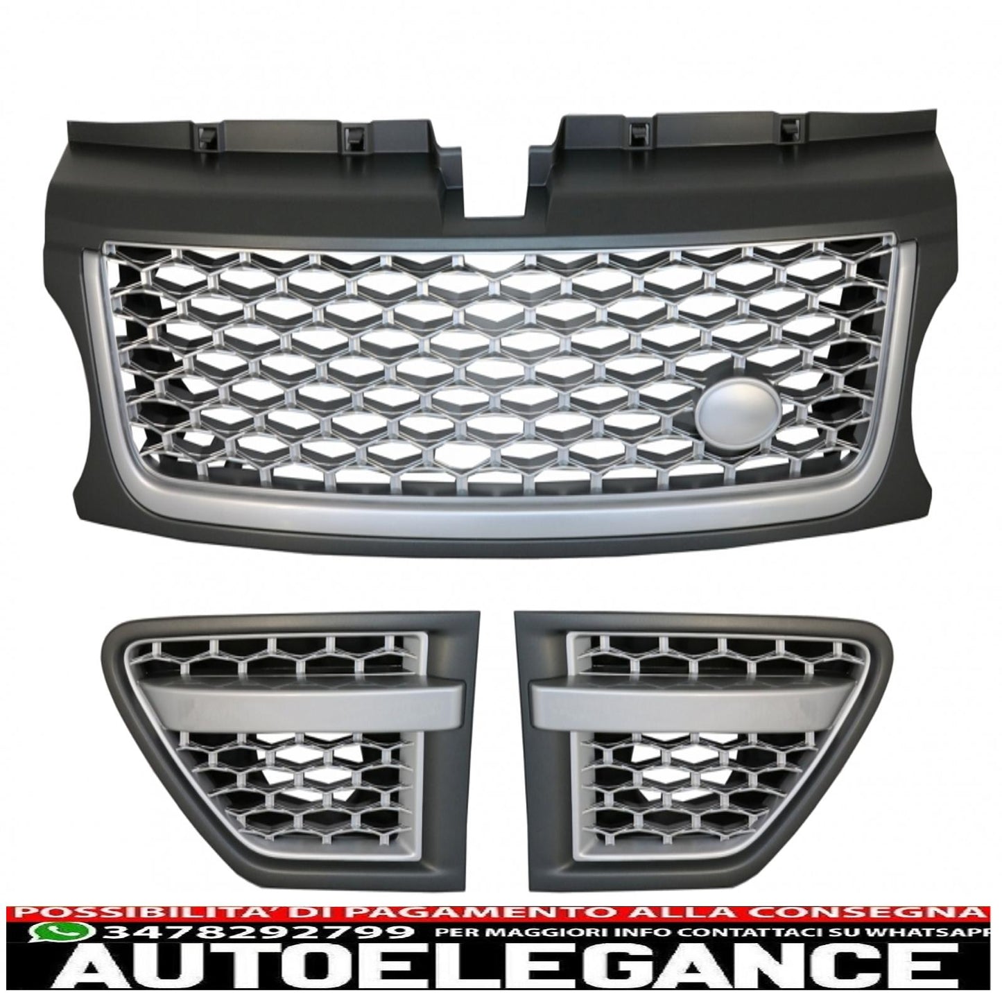 central grille and side air intakes group suitable for range rover sport facelift (2009-2013) l320 autobiography look full silver edition 