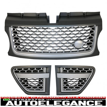 central grille and side air intakes group suitable for range rover sport facelift (2009-2013) l320 autobiography look full silver edition 