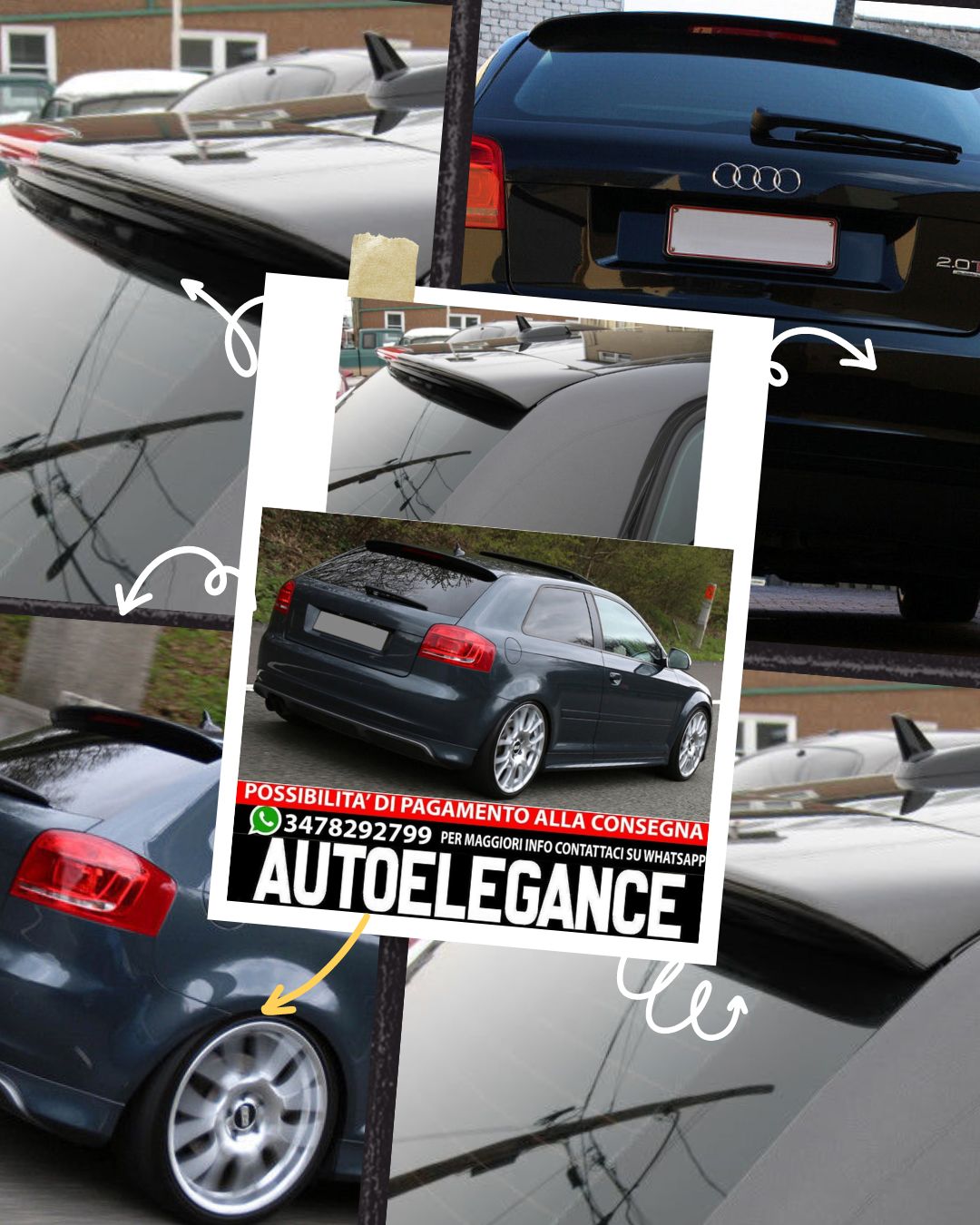 SPOILER  adatto per AUDI A3 8P STILE S-LINE 3 PORTE (2003-2013)