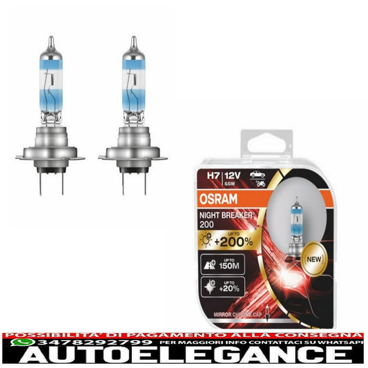 osram night breaker 200 h7 lampada frontale alogena 64210nb200-hcb scatola hardcore