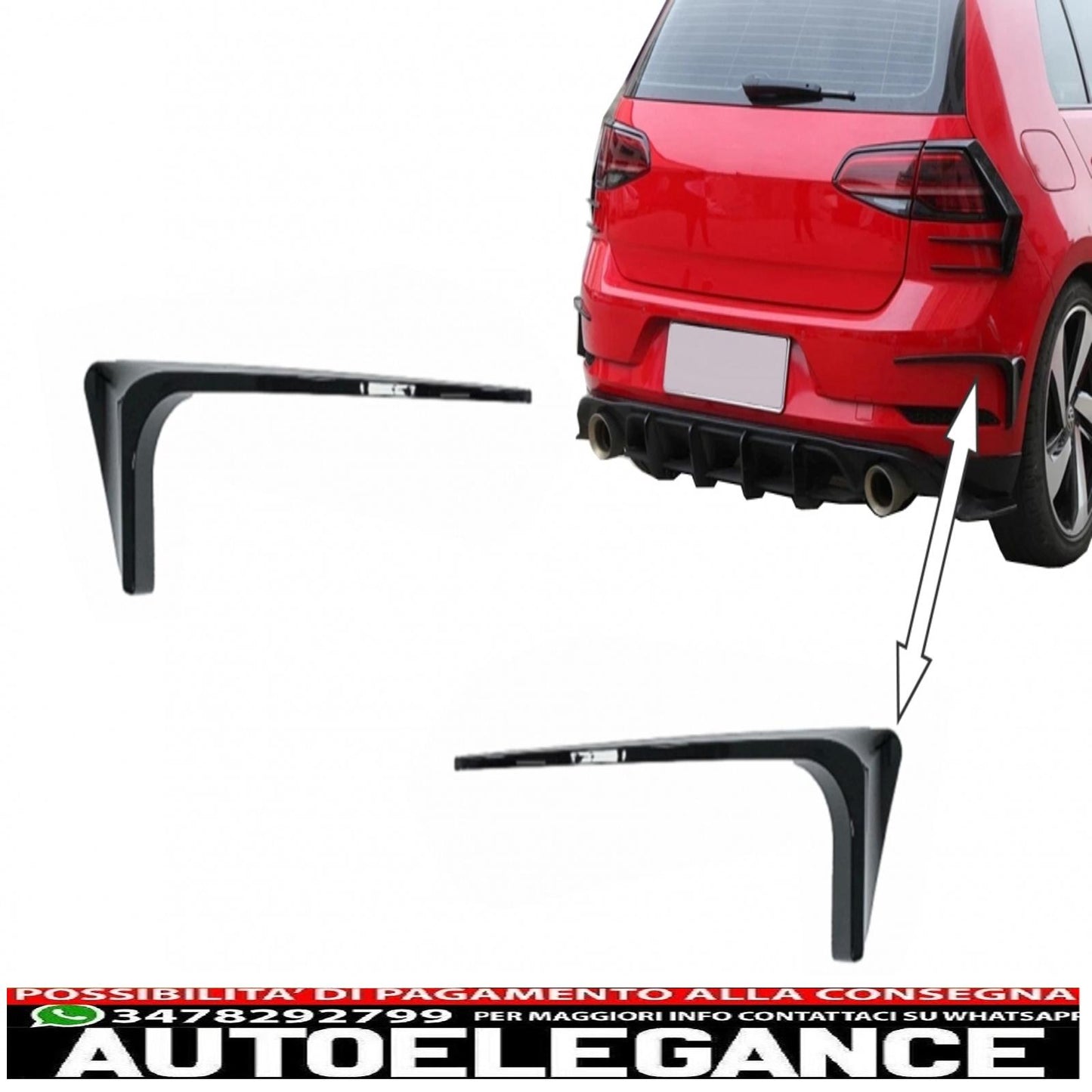 Rear Bumper Splitter Fins Fog Light Trims Fit For VW Golf 7.5 (2017-2019)