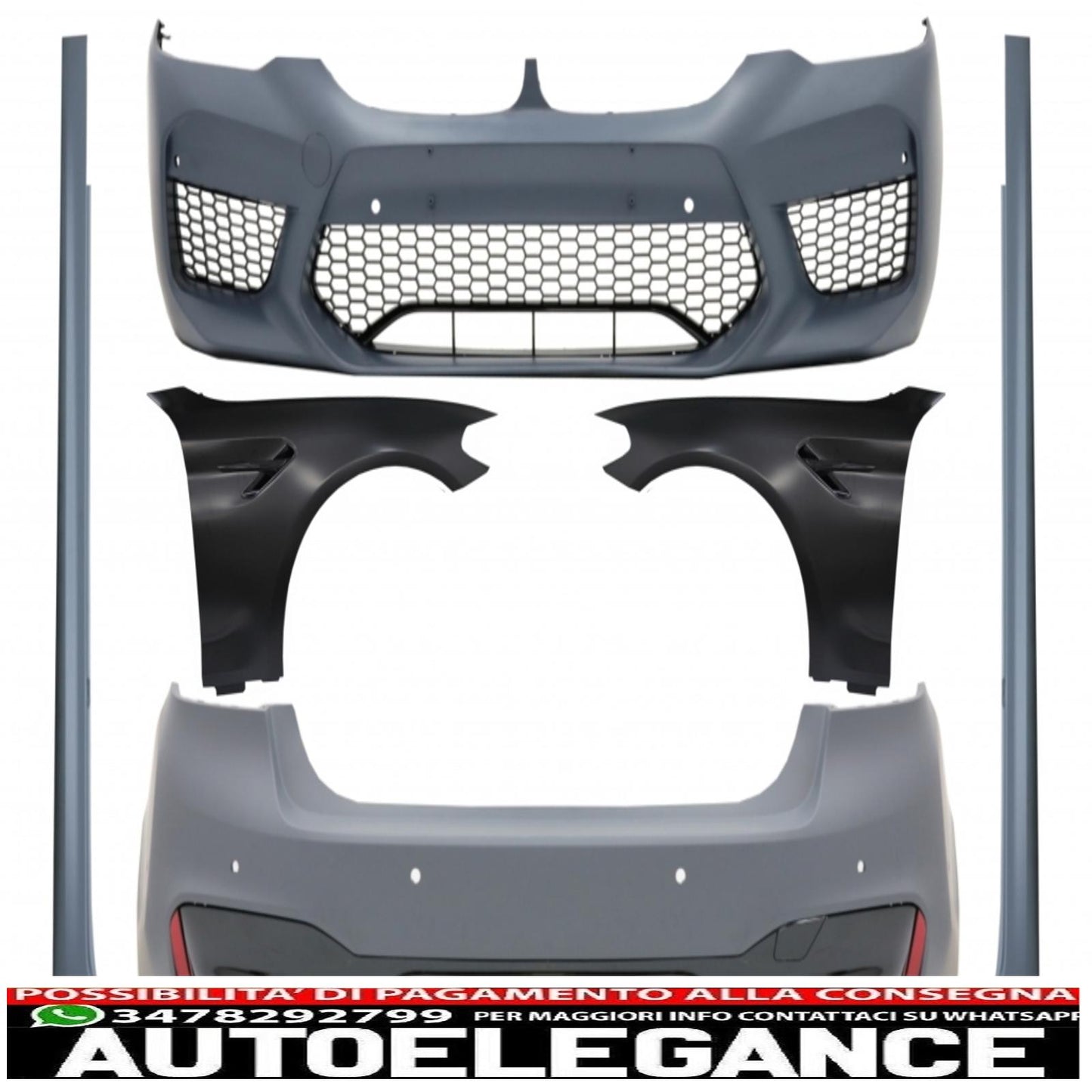 kit carrozzeria completo adatto per limousine BMW Serie 5 G30 (2017 in poi) con parafanghi anteriori design M5 nero