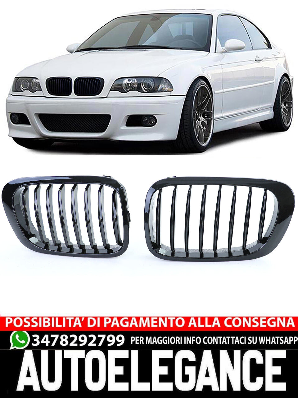 Performance Gloss Sport Grille suitable for BMW 3 Series E46 Coupe Cabrio 99-03