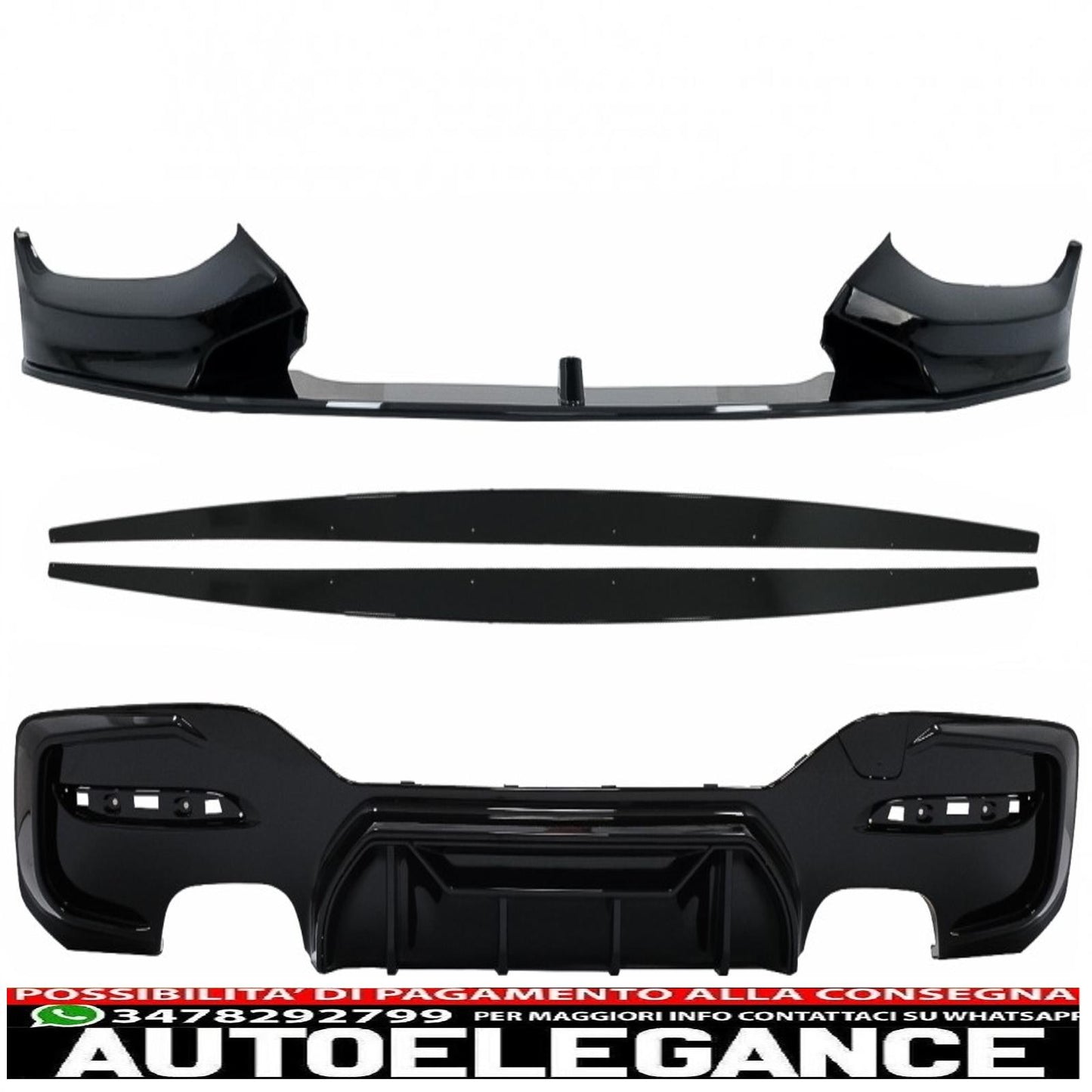 Spoiler per paraurti anteriore adatto per BMW Serie 1 F20 F21 LCI (2015-2019) con paraurti posteriore spoiler mantovana diffusore e estensioni minigonne laterali Hatchback M Sport Piano Black