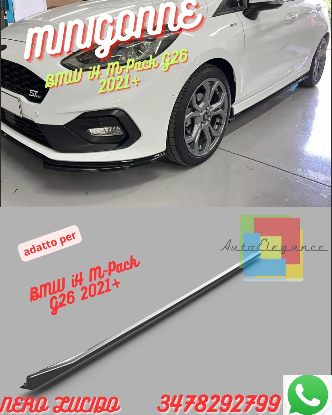 ⚡⚡MINIGONNE ADATTE PER BMW i4 M-Pack G26 2021+   2 Pezzi⚡⚡