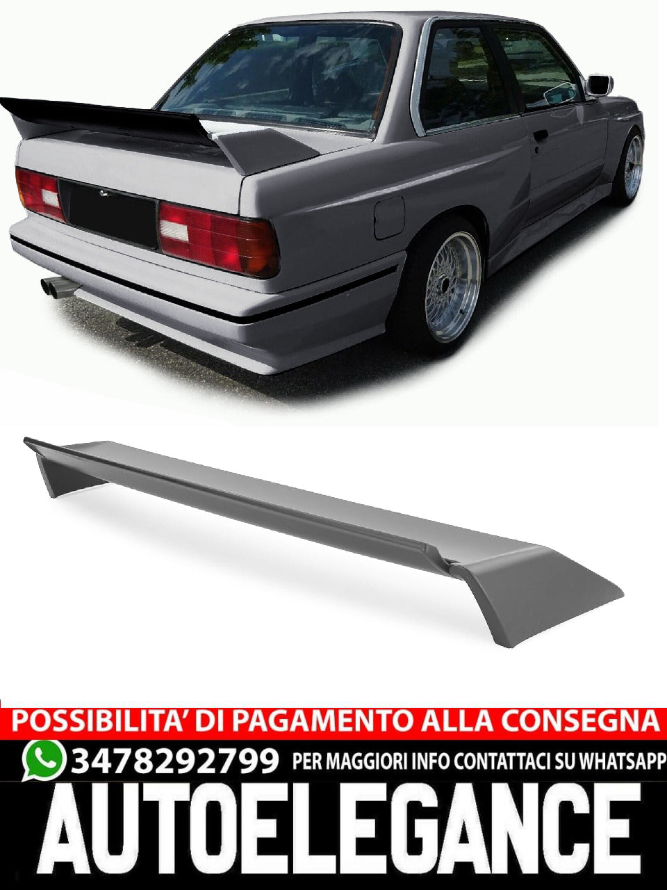 Aftermarket Primed ABS Rear Wing Evo Sport Rear Spoiler Compatible with BMW 3 Series E30 82-93 