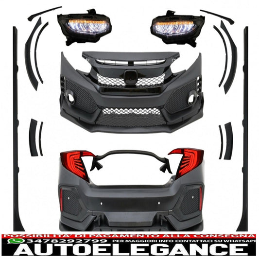 kit carrozzeria completo adatto per honda civic mk10 (fc/fk) 2016+ berlina tipo r design