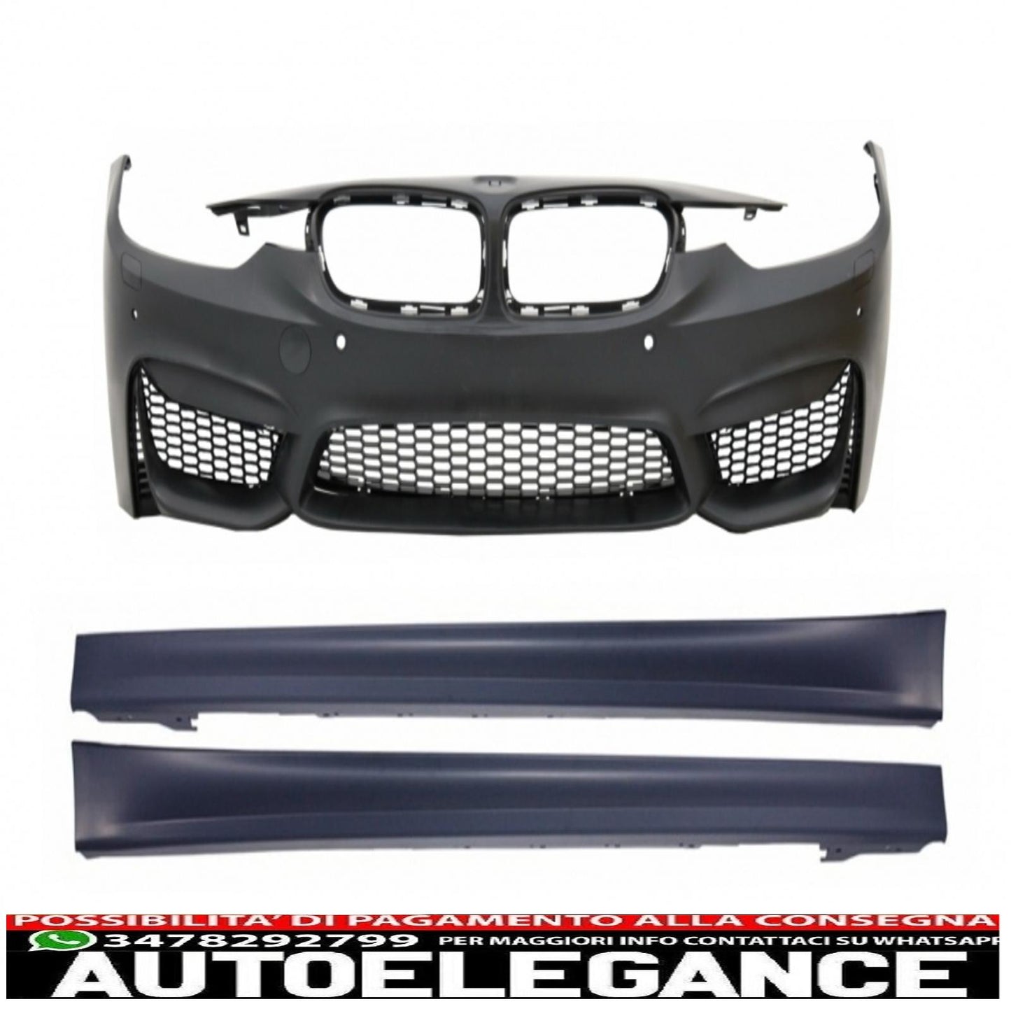 paraurti anteriore con minigonne laterali adatto per bmw serie 3 f30 f31 non lci e lci (2011-2018) m3 sport evo design