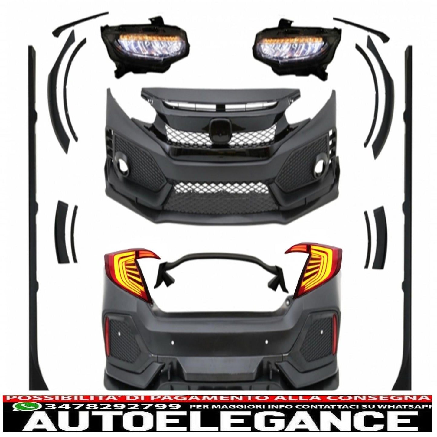 complete body kit suitable for honda civic mk10 fc fk (2016-up) sedan type r design 