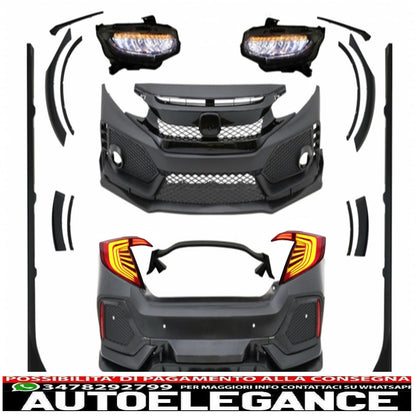 complete body kit suitable for honda civic mk10 fc fk (2016-up) sedan type r design 