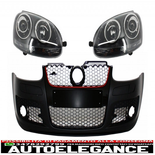 paraurti anteriore con fari xenon look nero adatto per vw golf 5 v mk5 (2003-2007) jetta (2005-2010) gti design