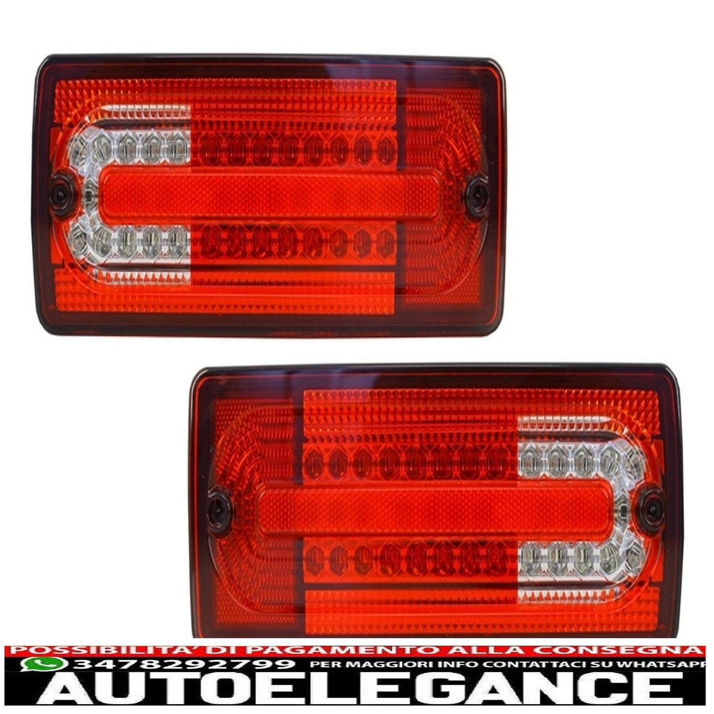 led rear lights suitable for mercedes g class w463 (1989-2015) red transparent